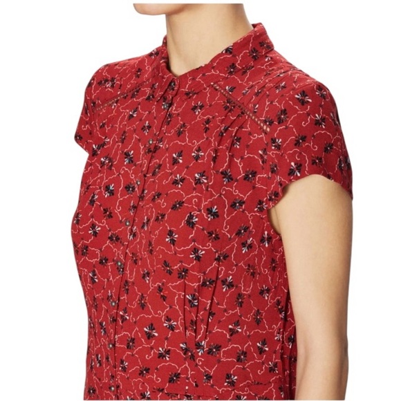 People Red Floral Combo Short Sleeves Romper Size M - Picture 6 of 12